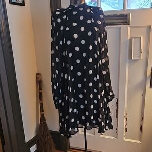 Anthropologie Maeve Black and White Polka Dot Dress